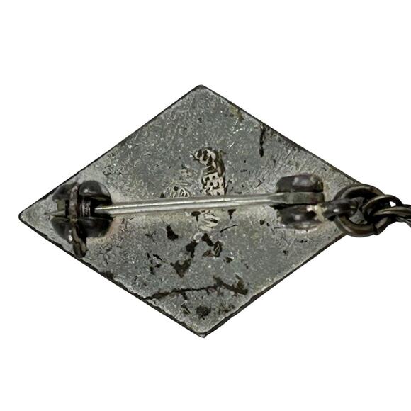 Vintage US Navy Pin Tie Tack Lapel Pin USN Chain Stamped Sterling w Faux Pearls - Picture 7 of 9